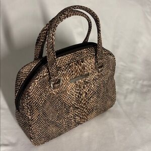 NINE WEST Elegant Brown Satin Snakeskin Pattern Women's Bag
